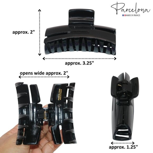 Hair Claw Clips Celluloid Acetate Tortoise and Black Set Durable Stylish